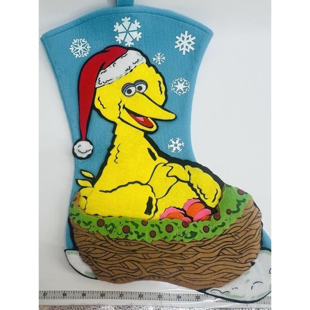 Vintage Big Bird Sesame Street Christmas Stocking 3D Felt 16” X 11” VTG EUC